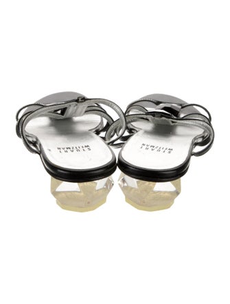 Stuart Weitzman Patent Leather Studded Accents Slides