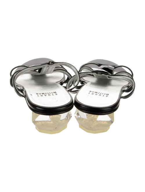 Stuart Weitzman Patent Leather Studded Accents Slides