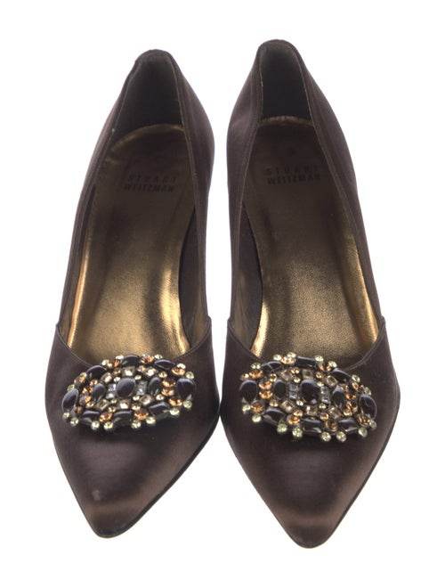 Stuart Weitzman Satin Crystal Embellishments Pumps