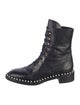 Stuart Weitzman Leather Beaded Accents Combat Boots
