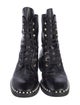 Stuart Weitzman Leather Beaded Accents Combat Boots