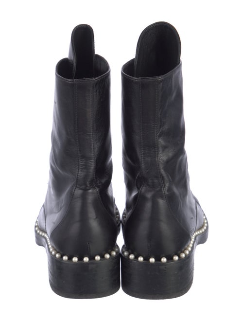 Stuart Weitzman Leather Beaded Accents Combat Boots