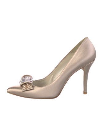 Stuart Weitzman Satin Bow Accents Pumps
