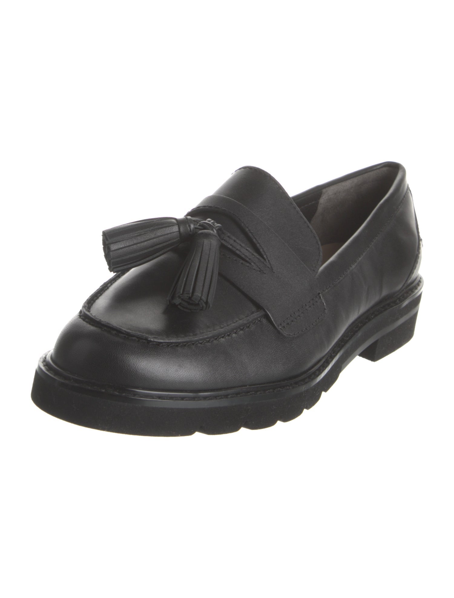 Stuart Weitzman Leather Tassel Accents Loafers