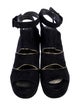 Stuart Weitzman Suede Leather Trim Embellishment Slingback Sandals