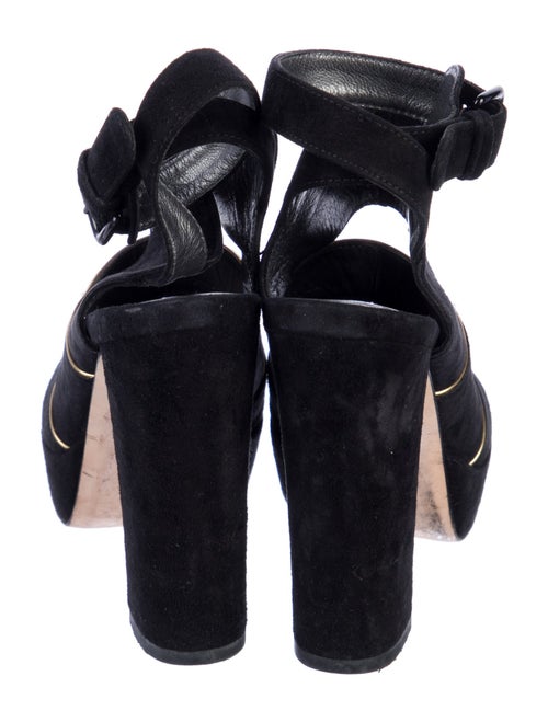 Stuart Weitzman Suede Leather Trim Embellishment Slingback Sandals