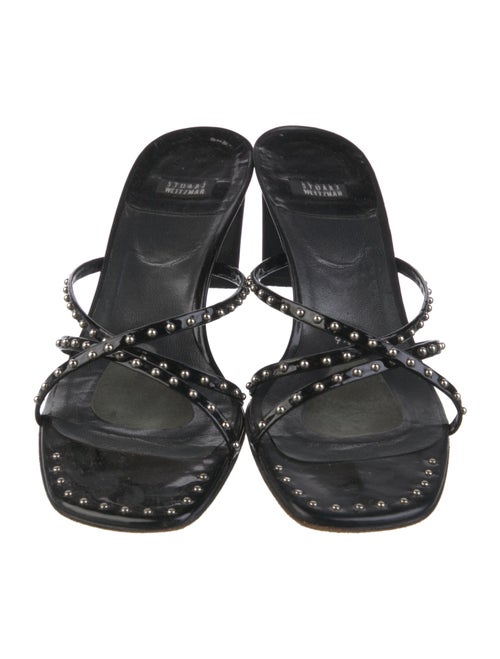 Stuart Weitzman Leather Studded Accents Slides