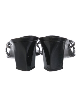 Stuart Weitzman Leather Studded Accents Slides