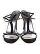 Stuart Weitzman Satin Crystal Embellishments T-Strap Sandals