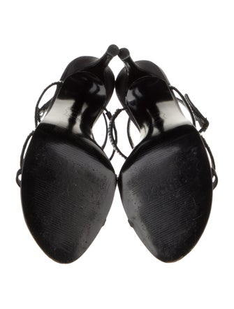 Stuart Weitzman Satin Crystal Embellishments T-Strap Sandals