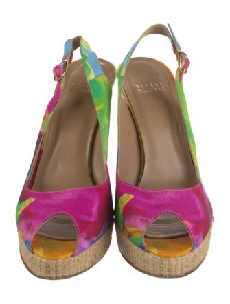 Stuart Weitzman Patent Leather Printed Slingback Pumps