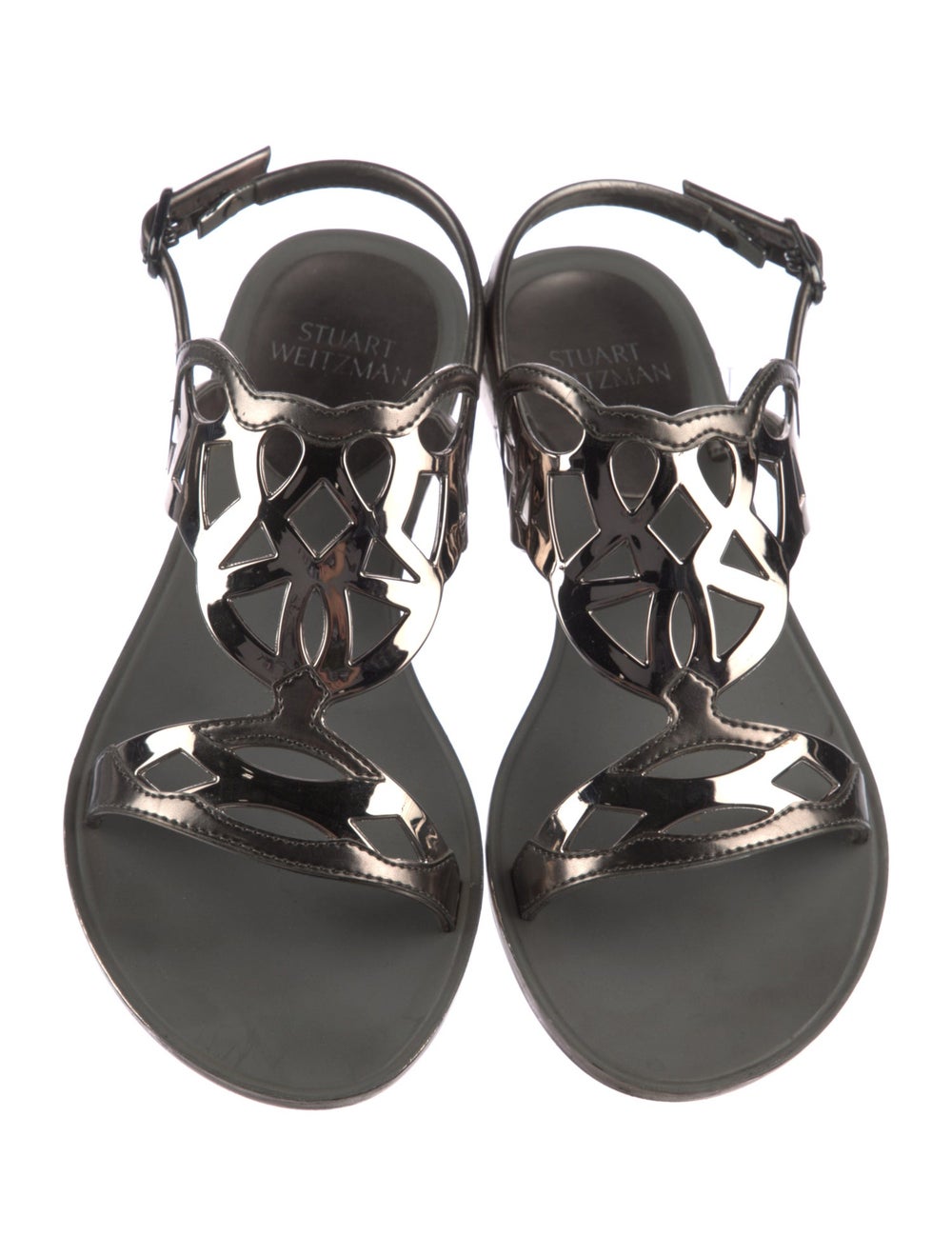 Stuart Weitzman Sandals Silver Multi Strap & Buck… - image 3