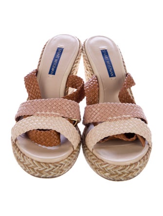 Stuart Weitzman Leather Colorblock Pattern Espadrilles