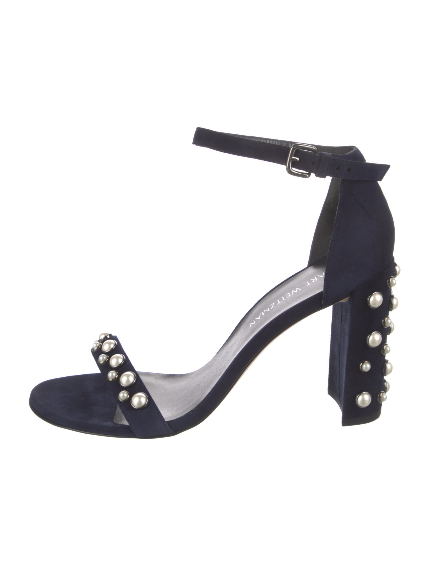 Stuart Weitzman Suede Beaded Accents Sandals