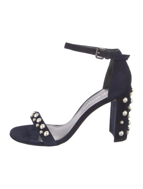 Stuart Weitzman Suede Beaded Accents Sandals