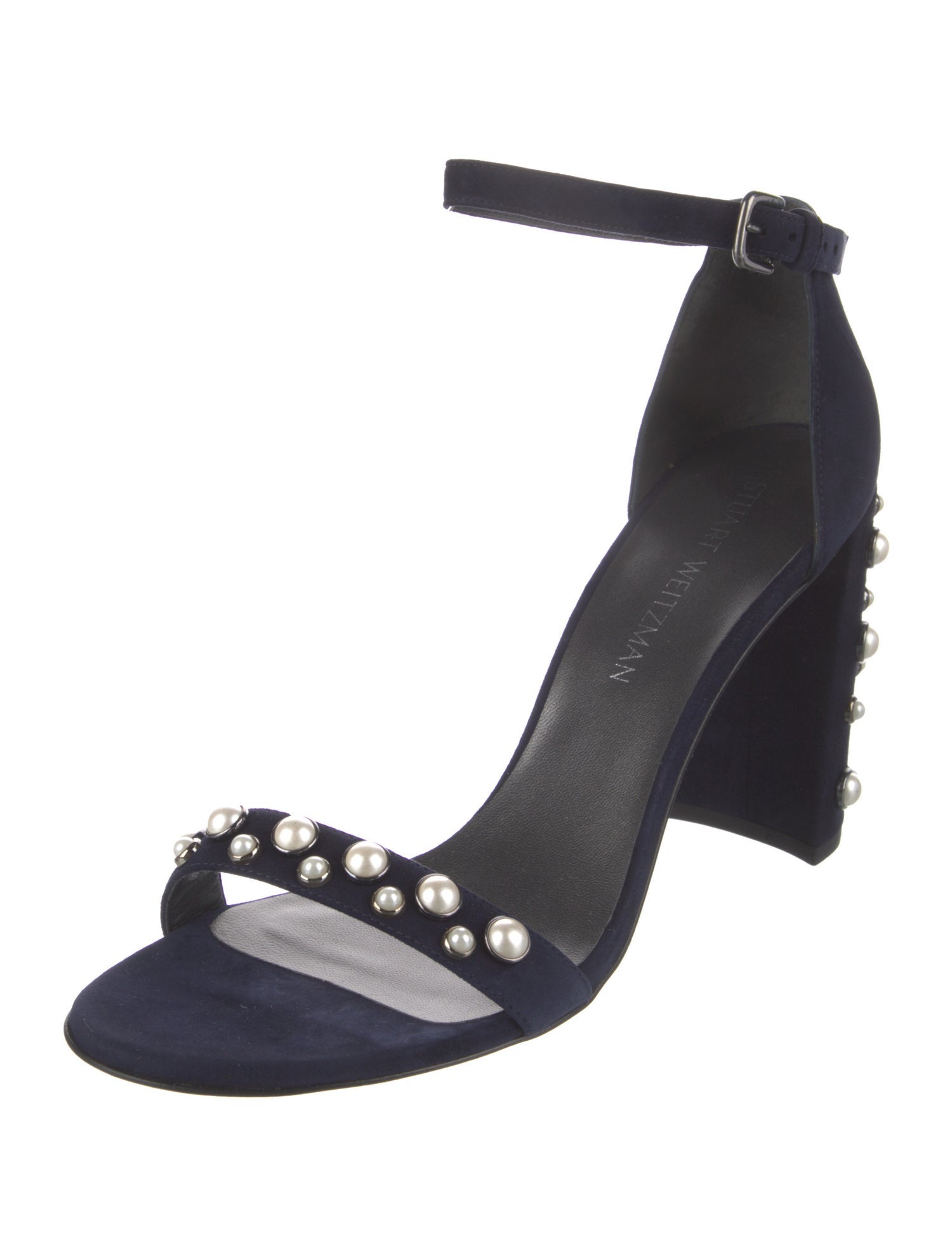 Stuart Weitzman Suede Beaded Accents Sandals