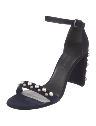 Stuart Weitzman Suede Beaded Accents Sandals