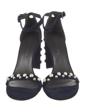 Stuart Weitzman Suede Beaded Accents Sandals