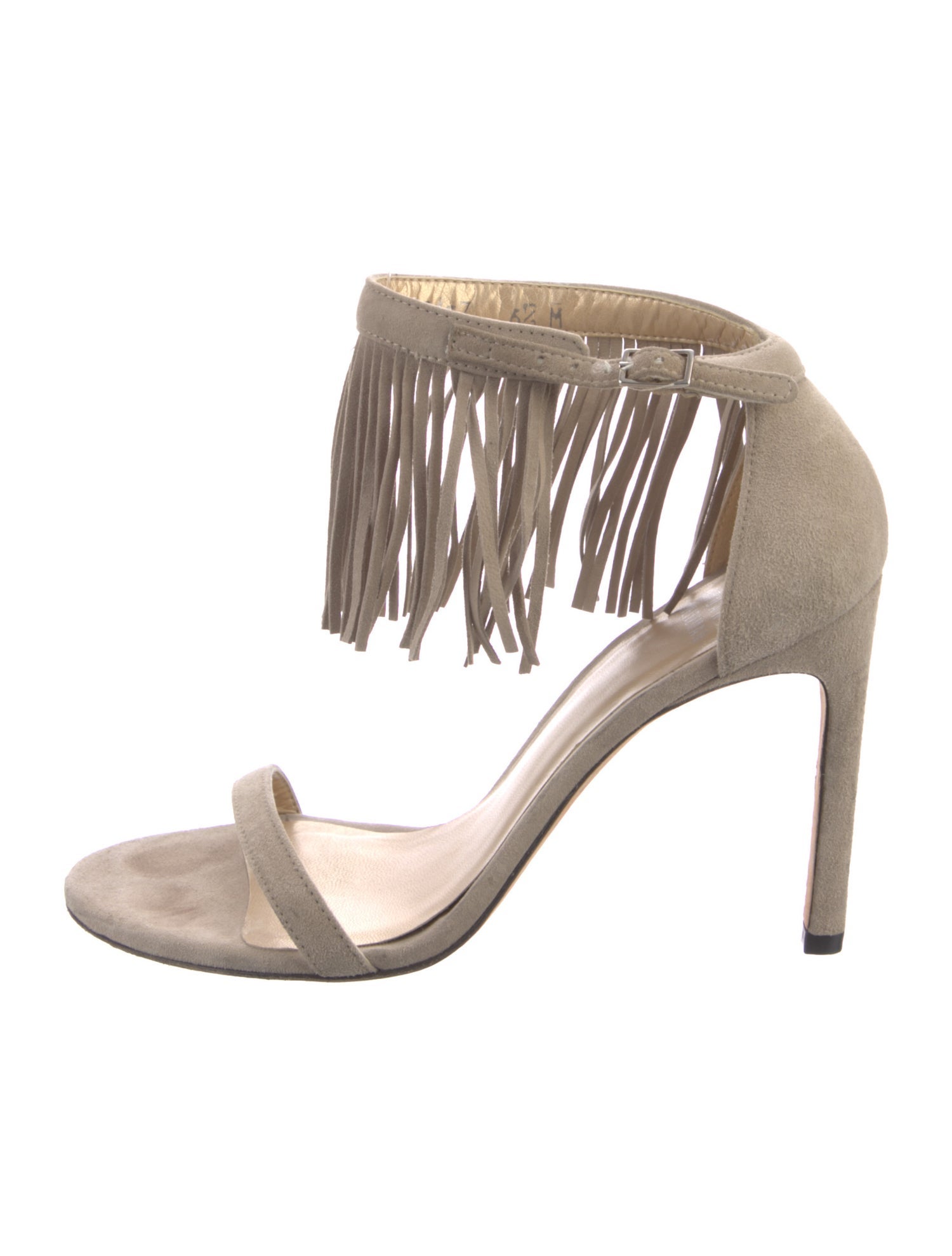 Stuart Weitzman Suede Fringe Trim Accent Sandals