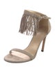 Stuart Weitzman Suede Fringe Trim Accent Sandals
