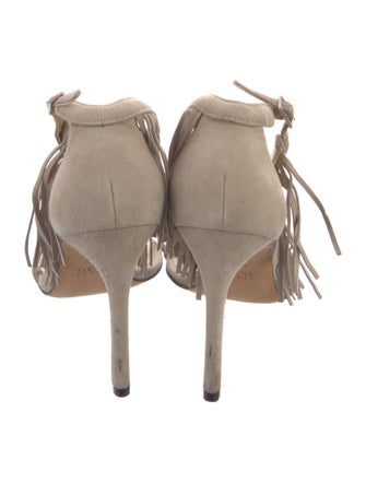 Stuart Weitzman Suede Fringe Trim Accent Sandals