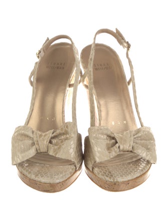 Stuart Weitzman Suede Bow Accents Slingback Sandals
