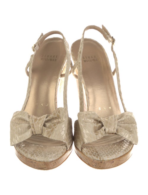 Stuart Weitzman Suede Bow Accents Slingback Sandals