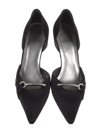 Stuart Weitzman Satin Crystal Embellishments D'Orsay Pumps