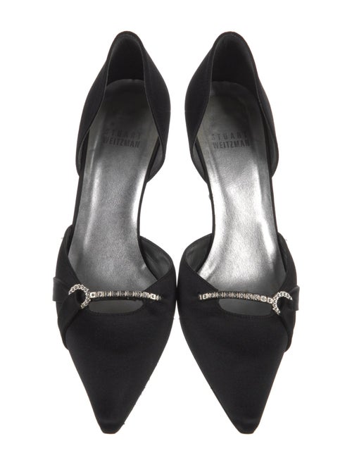 Stuart Weitzman Satin Crystal Embellishments D'Orsay Pumps