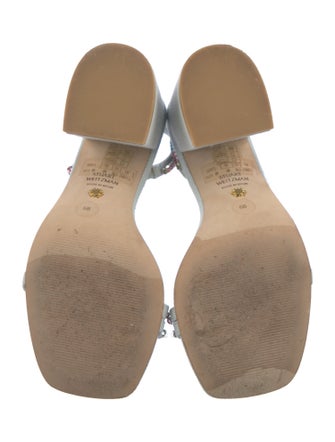 Stuart Weitzman Denim Crystal Embellishments Slingback Sandals