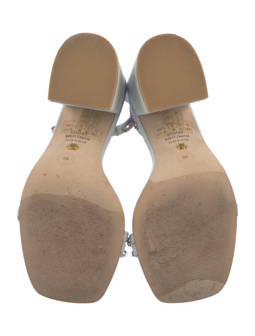 Stuart Weitzman Denim Crystal Embellishments Slingback Sandals