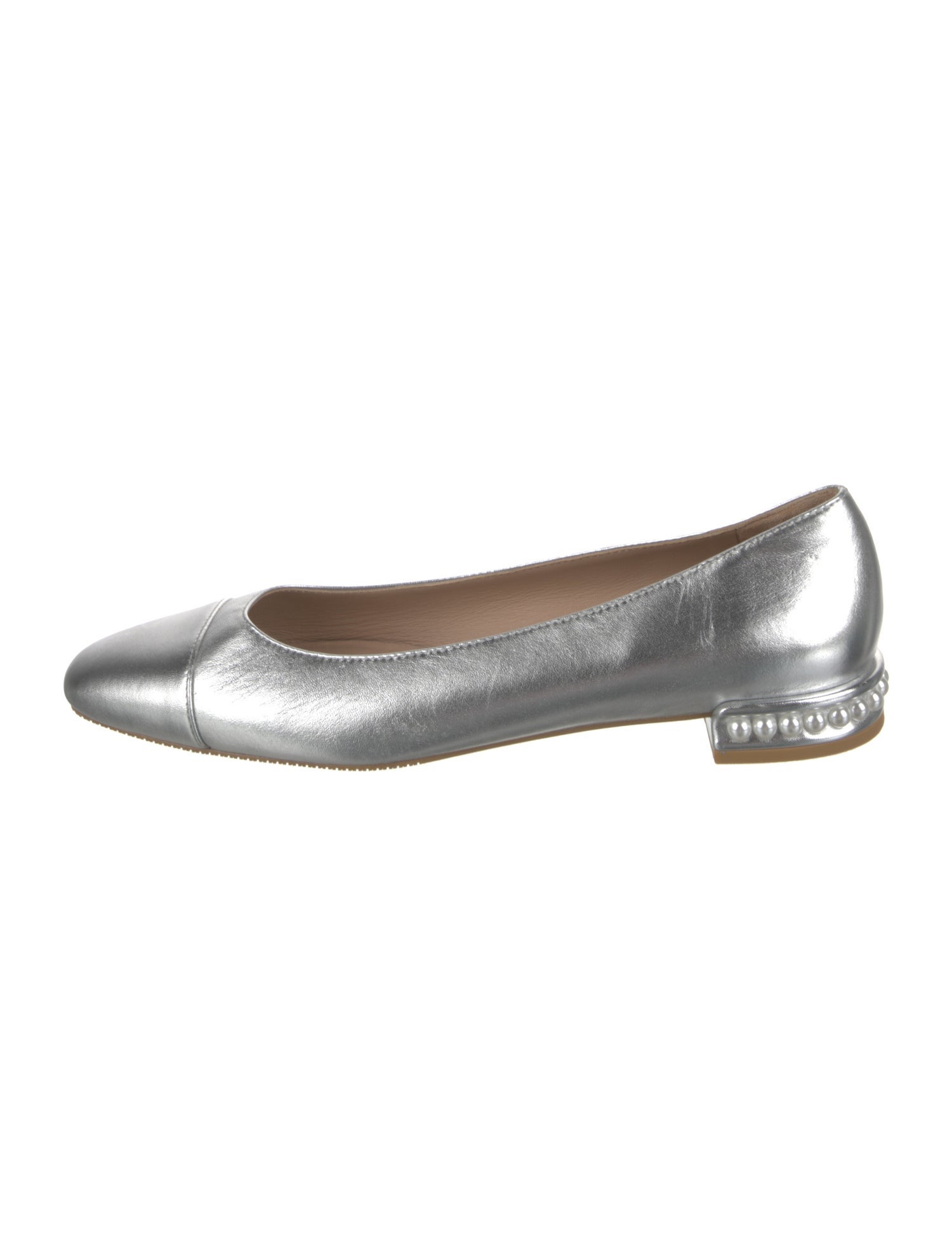 Stuart Weitzman Leather Beaded Accents Flats