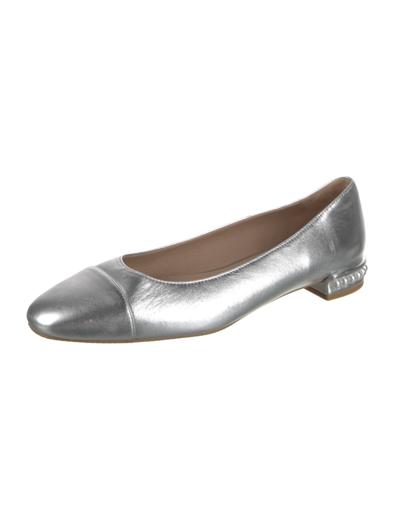 Stuart Weitzman Leather Beaded Accents Flats