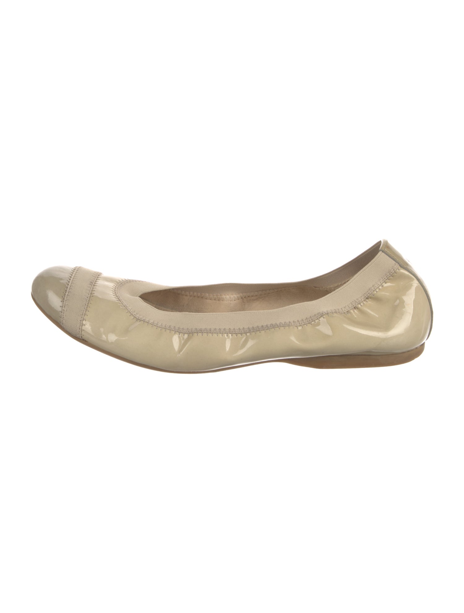 Stuart Weitzman Patent Leather Grosgrain Trim Ballet Flats