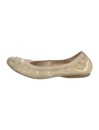 Stuart Weitzman Patent Leather Grosgrain Trim Ballet Flats