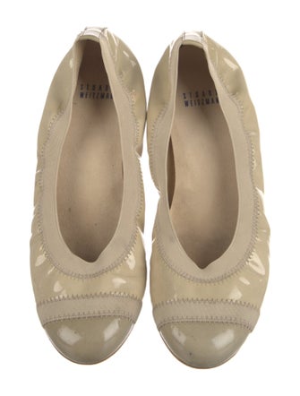 Stuart Weitzman Patent Leather Grosgrain Trim Ballet Flats