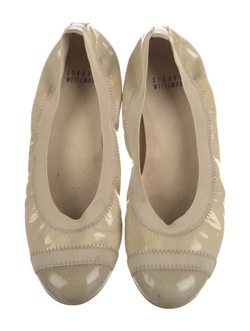 Stuart Weitzman Patent Leather Grosgrain Trim Ballet Flats