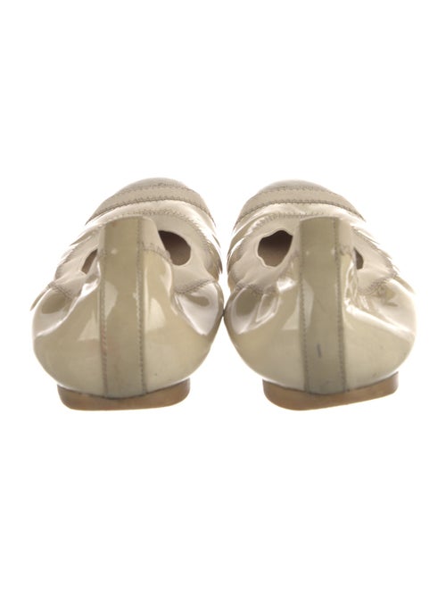 Stuart Weitzman Patent Leather Grosgrain Trim Ballet Flats