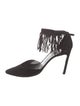 Stuart Weitzman Suede Fringe Trim Accent D'Orsay Pumps