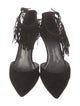 Stuart Weitzman Suede Fringe Trim Accent D'Orsay Pumps