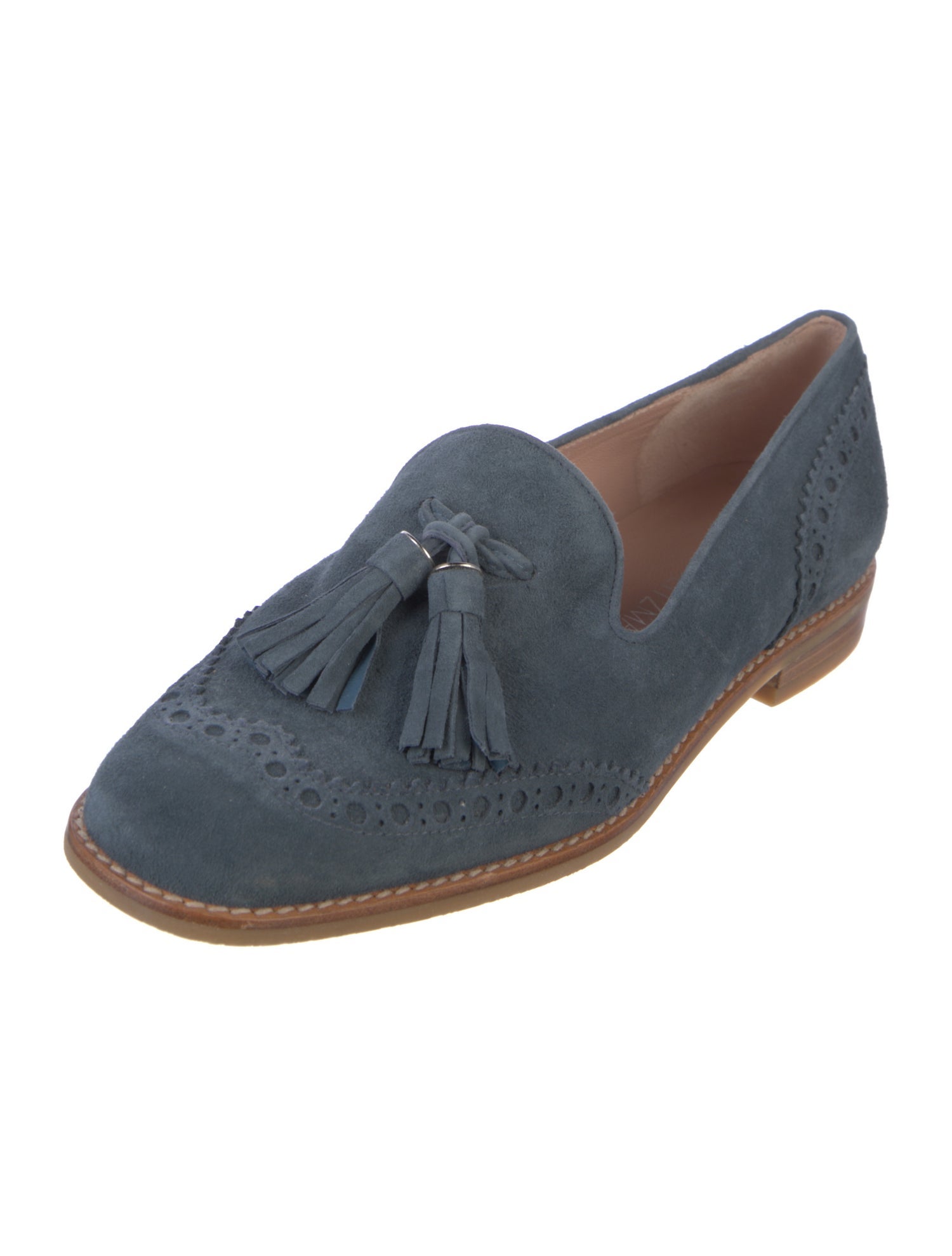 Stuart Weitzman Suede Tassel Accents Loafers