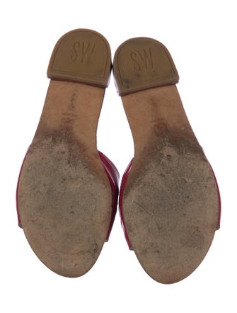 Stuart Weitzman Leather Chain-Link Accents Slides