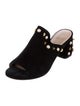 Stuart Weitzman Faux Pearl Accents Suede Slides