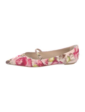 Stuart Weitzman Flats Canvas Floral Print Mary Jane 7.5