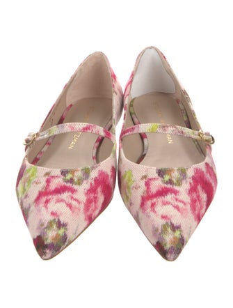 Stuart Weitzman Canvas Floral Print Mary Jane Flats