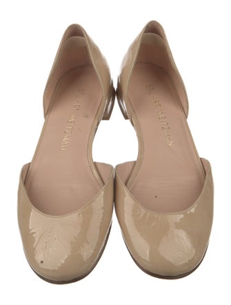 Stuart Weitzman Patent Leather Bow Accents D'Orsay Flats