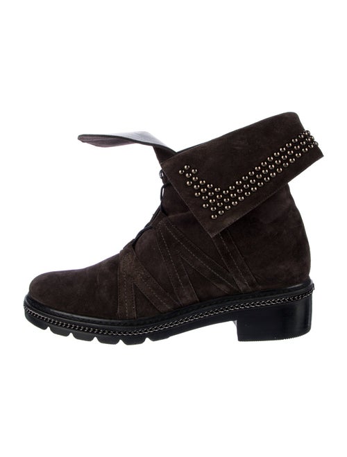 Stuart Weitzman Suede Studded Accents Combat Boots