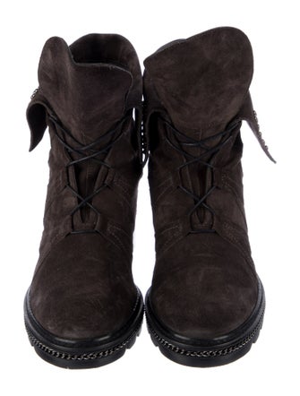 Stuart Weitzman Suede Studded Accents Combat Boots