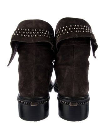 Stuart Weitzman Suede Studded Accents Combat Boots