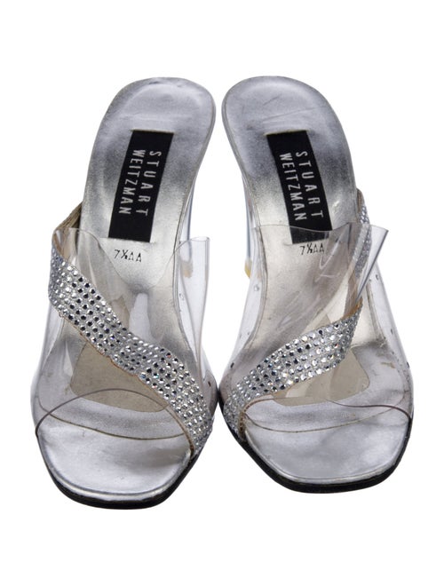 Stuart Weitzman PVC Crystal Embellishments Slides